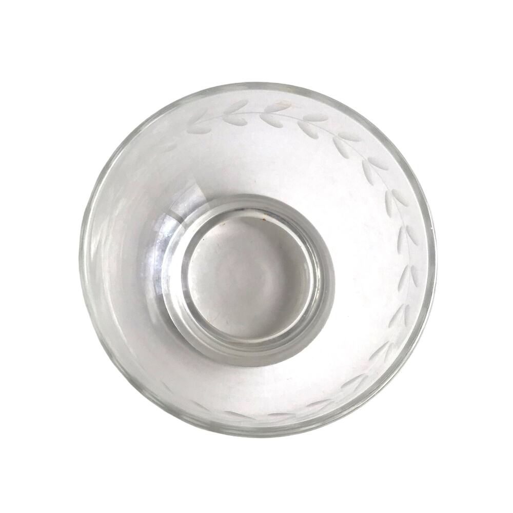 Vintage Floral Etched Glass Clear Sugar Bowl Dessert Parfait Candy Side Dish MCM - Picture 3 of 10